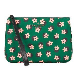 S Kate Spade Chelsea Green Floral Nylon Wristlet K8251 Wallet NWT $139 Retail